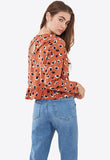 Rust Abstract Animal Spot Print Top