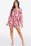 Playsuit With Tiered Sleeves In Cotton Candy Print