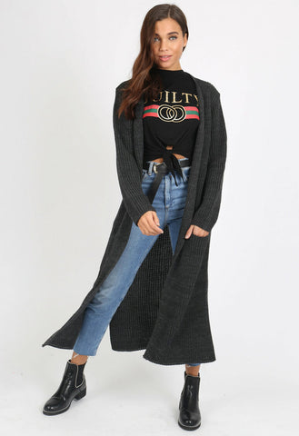 Charcoal Oversized Knitted Cardigan