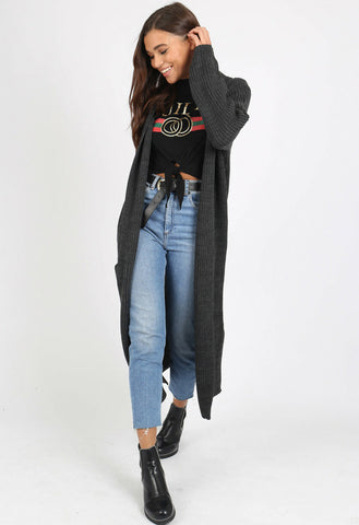 Charcoal Oversized Knitted Cardigan