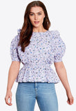 Lilac Ditsy Open Back Tie Cotton Top