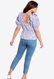 Lilac Ditsy Open Back Tie Cotton Top