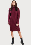 Wine Roll Neck Cable Jumper Dress