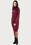 Wine Roll Neck Cable Jumper Dress