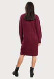 Wine Roll Neck Cable Jumper Dress