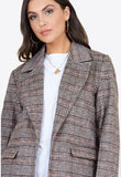 Dark Brown Check Through On Boyfriend Coat