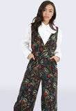 Black Botanical Floral Pinafore Jumpsuit