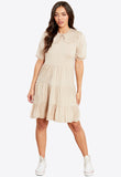 Tiered Jersey Mini Dress With Contrast Collar/Sleeves