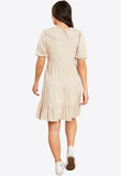 Tiered Jersey Mini Dress With Contrast Collar/Sleeves