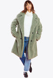 Sage Green Oversized Longline Borg Coat