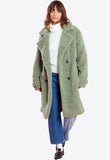 Sage Green Oversized Longline Borg Coat