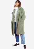 Sage Green Oversized Longline Borg Coat