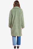 Sage Green Oversized Longline Borg Coat