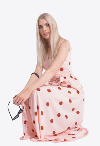 Wrap Front Midi Dress In Large Scale Spot Print