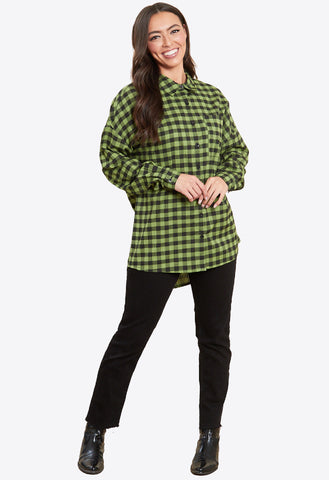 Green Oversized Check Shirt