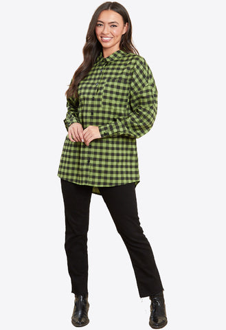 Green Oversized Check Shirt