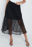 Black Spot Mesh Layered Midaxi Skirt