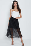 Black Spot Mesh Layered Midaxi Skirt