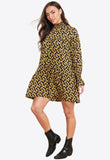 Yellow Floral High Neck Smock Mini Dress