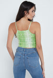 Neon Green Snake Print Cami Crop Top