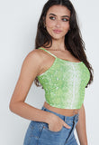 Neon Green Snake Print Cami Crop Top