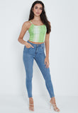 Neon Green Snake Print Cami Crop Top