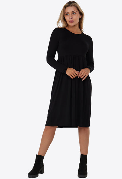 Black Frankie Flared Swing Midi Dress