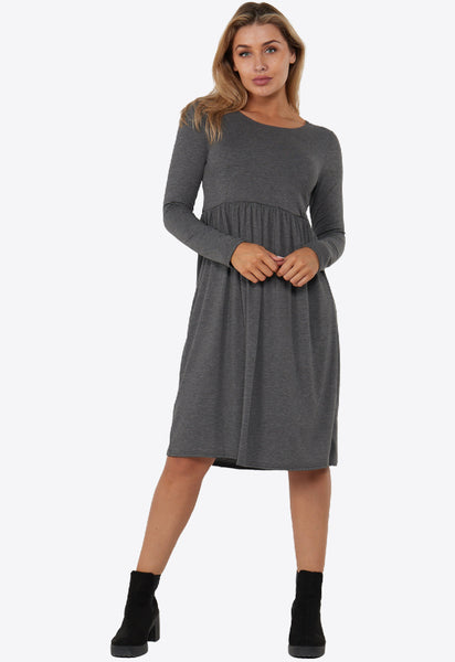 Charcoal Frankie Flared Swing Midi Dress