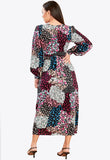 Mixed Print Wrap Midi Dress