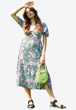 Azalea Floral Midi Dress with Lace Collar