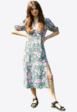 Azalea Floral Midi Dress with Lace Collar