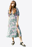 Azalea Floral Midi Dress with Lace Collar