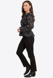 Black Star Print Frill Wrap Blouse