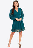 Pine Ruffle Long Sleeves Mini Dress