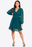 Pine Ruffle Long Sleeves Mini Dress