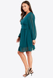 Pine Ruffle Long Sleeves Mini Dress