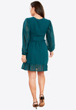 Pine Ruffle Long Sleeves Mini Dress