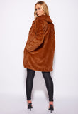 Rust Faux Fur Midi Length Coat