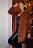 Rust Faux Fur Midi Length Coat