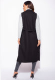 Black Brushed Sleeveless Belted Duster Jacket