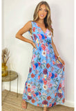 Sky Blue Harmony Floral Chiffon Maxi Dress