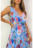 Sky Blue Harmony Floral Chiffon Maxi Dress