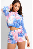 Pink Lexia Tie Dye Hooded Loungewear Two Piece Set