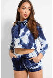 Navy Lexia Tie Dye Hooded Loungewear Two Piece Set