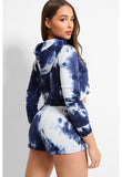 Navy Lexia Tie Dye Hooded Loungewear Two Piece Set