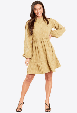 Olive Smock Shirt Mini Dress