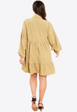 Olive Smock Shirt Mini Dress