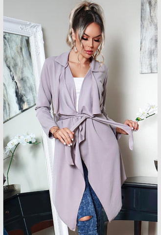 Grey Annabelle Waterfall Belted Jacket