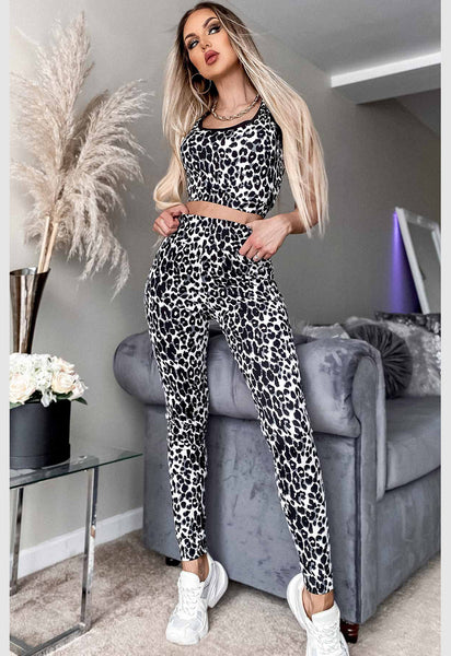 Grey Ariel Animal Print Two Piece Loungewear Set