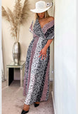 Black Jacinda Animal Print Wrap Maxi Dress